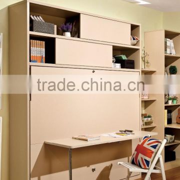 modern fashion folding murphy wall bed with bookshelf and office table