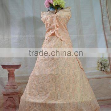 Beautiful party dress custom embroidery fabric combed cotton fabric designer dress
