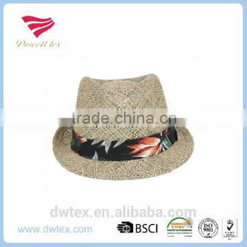 Wholesale Printing Band 100%Paper Straw Vintage Fedora Hats