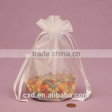 recyclable sreen printing organza bags with logo ribbon