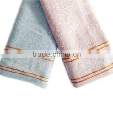 cotton jacquard blue and pink towel