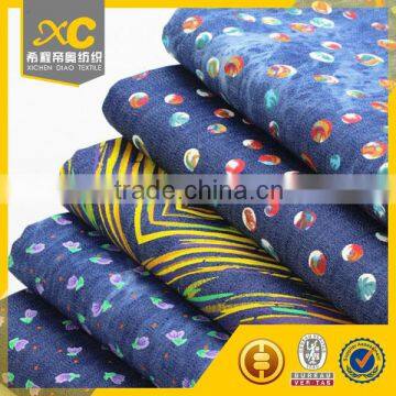 Fake Denim Stretch Custom Print Cotton Fabric Wholesale photo-4