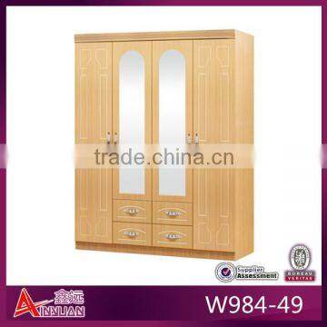 W984-49 modern design wooden 4 door almirah