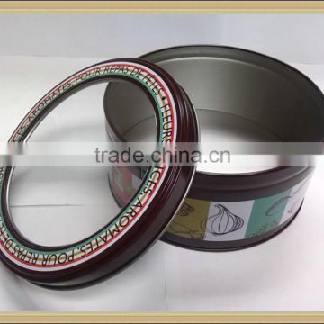 Centre PVC and PET window round tin