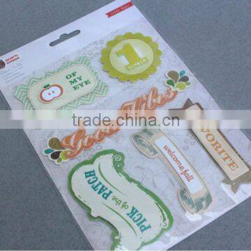 transparent pvc double big flower layer pvc sticker with gillter