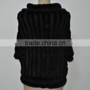 Women Fashion Knitted Real Rabbit Fur Jacket LK16F012 photo-2