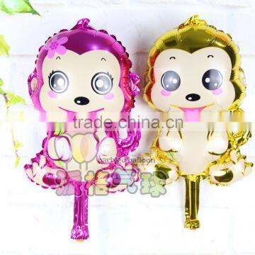 Factory Newest Design Metallic Cartoon Monkey Foil Inflatable Helium Animal Balloon