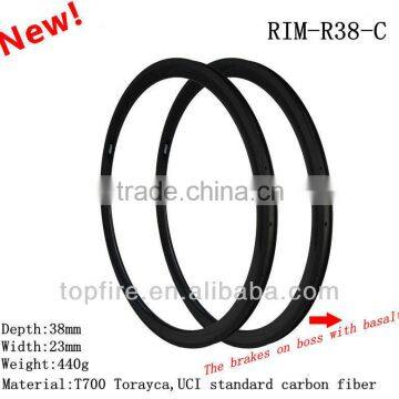 2014 high quality 700C light weight road clincher carbon rims Rim-38C