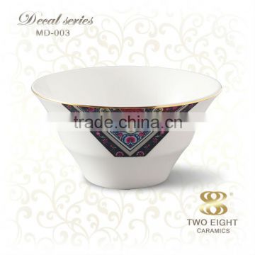 2016 best selling items bone china rice bowl with decal design