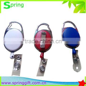 oval retractable badge holder with metal back clip