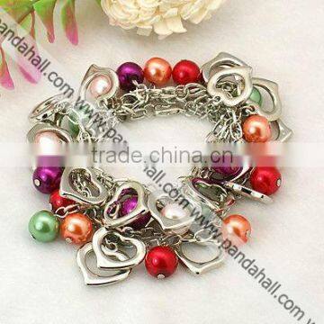 Fashion Glass Pearl Bracelets for Valentine's Day(BJEW-JB00657)