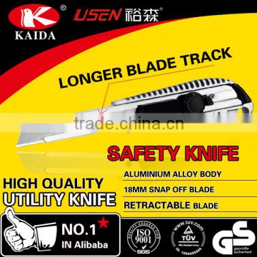 18mm Snap Off Blade Aluminium Alloy Screw-lock utility knife with longer blade track