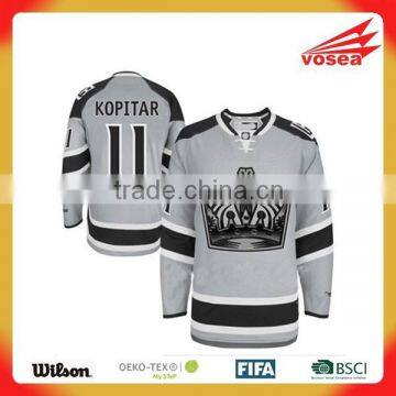 100% polyester fashion custom gray hockey jersey