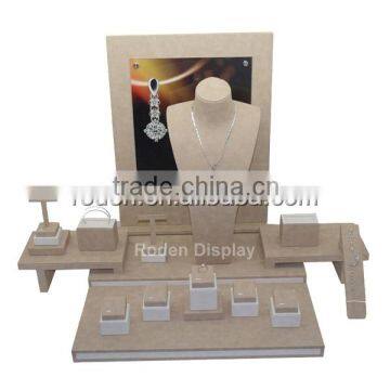 wholesale manufacturing micro fiber & pu leather wraped jewelry display