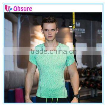 4 needle 6 thread heathred color gym wear fitness shirt polyester sports t shirt