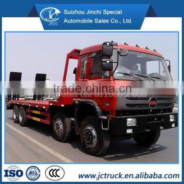 ChuFeng 8X4 flat plate transport truck/ flatbed container transport trailer