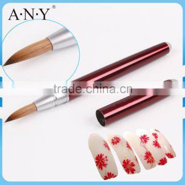 ANY Nail Art Crystal Extension Nails Building Metal Handle Acrylic Round Nail Brush Pure Sable