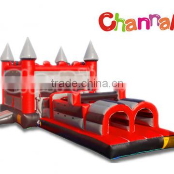 Mini red obstacle type inflatable combo bouncy castle