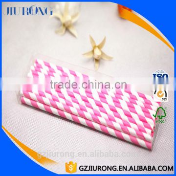 Hot pink stripe paper straws