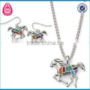 the enamel running horse necklace jewelry set