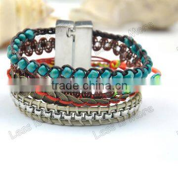 Fashion Turquoise chinese coin four wrap Magnetic bracelet