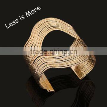 OEM wholesale jewelry copper alloy gold fashion cuff bracelet