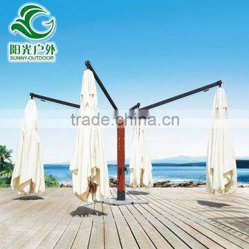 New Design Four wooden hanging umbrella Indonesian hardwood Outdoor Gaden Parasol