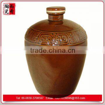 Chinese exquisite carving brown ceramic liquor bottle