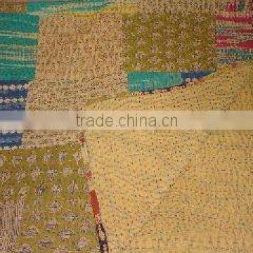 patchwork aajarak print block printing kantha quilt