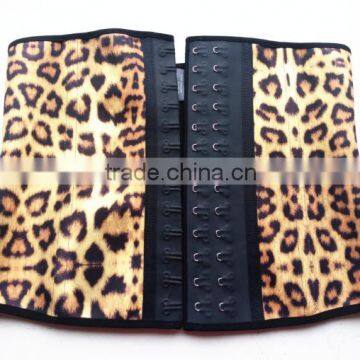 Private Label Latest Design Leopard Steel Bone Women Waist Trainer With Belt