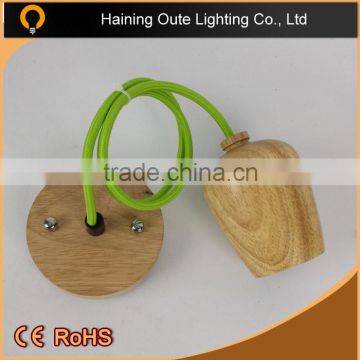 E26/E27 pendant ceiling lamp cord set with wooden lamp holder