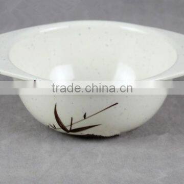 Melamine high quality white bowl with two handles