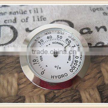 33mm classic cigar hygrometer gold and silver color adjustable-humidity