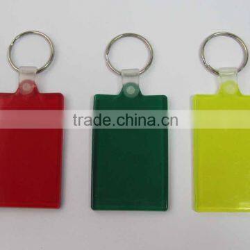 HEYU plastic soft pvc rectangular key tag with keychain