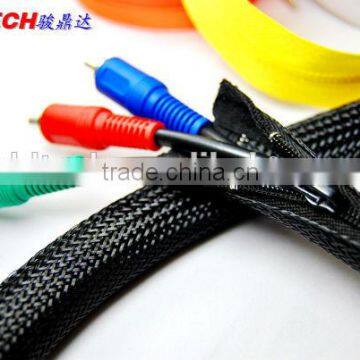 Zipper braided cable management sleeve