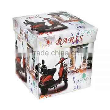 Decorative Vintage Style Faux Leather Storage Stool Seating Box