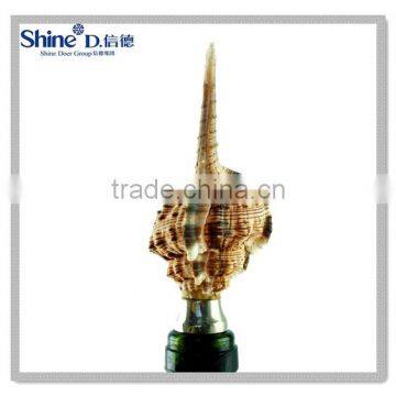 Polyresin Nautical Decoration Sea Sehll Conch Stainless Steel Wine Bottle Stopper photo-2