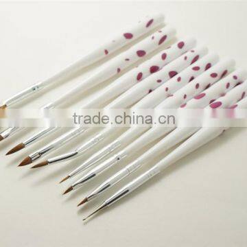 Wholesale Nail Tools Plastic Handle Cute Nail Pen Brush 9 Pieces