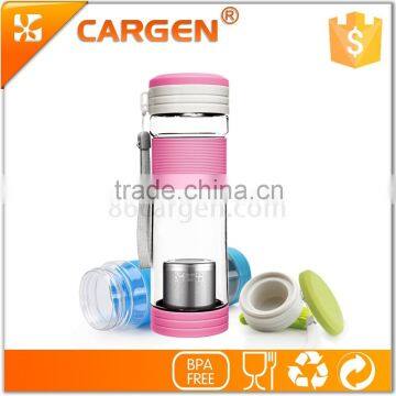 Silicone Sleeve Plastic Sport Tea Strainer Water Bottle photo-3
