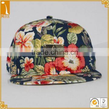 2016 New Custom 6 Panel Flat Brim Adjustable Floral Snapback Baseball Caps photo-2