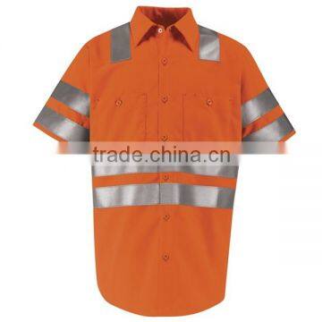 Fluorescent Orange Short Sleeve Hi-Visibility Work Shirt