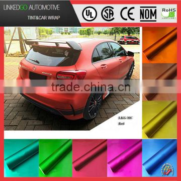 Good quality 1.52*20m waterproof metal ice chrome vinyl with air bubble channel car body sticker