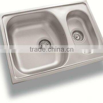 100x48 Linen 1,5 Bowl Stainless Steel Kitchen Sink (DE138)