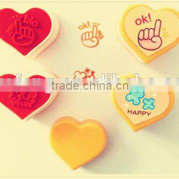 yellow self inking kids heart style stamps