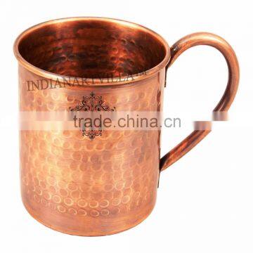 IndianArtVilla Hammered Pure Copper Sleeping Fox Design Moscow Mule Mug Cup 500 ML - Serving Beer Wine Cocktail Bar Hotel Resta