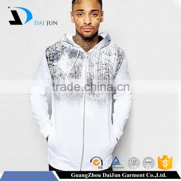 new style good quality white full zip custom100% cotton men metal aglet for hoodies