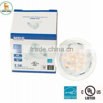 New arrival factory directly MR16 led spot light Dimmable 2700K 120Vac 6.5W led light mr16