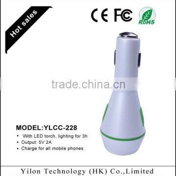 2015 Alibaba Hot Selling Portable 5V 1A Two Port USB Car Charger