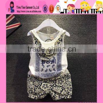 2015 Newest Printed Summer Hot Sale Clothes China Style Two Piece Suit Cheaper Kids Boy Clothes