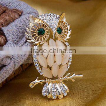 Fashion channel opal owl brooch korea for unisex wholesale